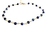 Dyed Sapphire Gemstone Layering Bracelet - Wire Wrapped Rosary Chain Bracelet - 14k Gold Filled...
