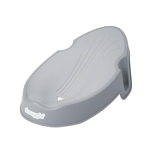 Shnuggle Newborn Baby Bath Support - Compact Soft Touch Support - Ideal Angle for Hands Free Bathing | from 0-3 Months | Safe and Supportive | Grey