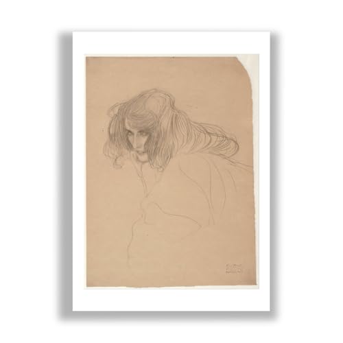 Gustav Klimt Tête de femme très grand tableau mat émotionnel