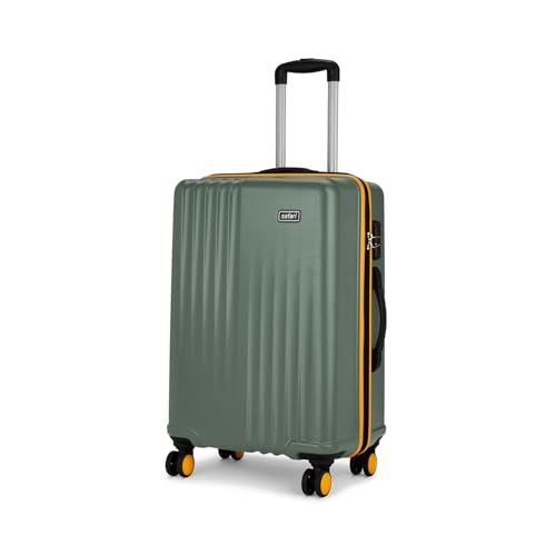Image of Safari Citymiles 69 Cm Medium Checkin Trolley Bag - 8 Wheels Hard Case Polycarbonate, 360 Degree Wheeling, Antitheft Zipper, Luggage Suitcase for Travel, Thyme Green
