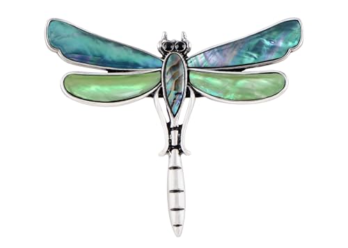 Image of Alilang Dragonfly Brooch Retro Silver Tone Abalone Shell Versatile Brooch Pin Accessories