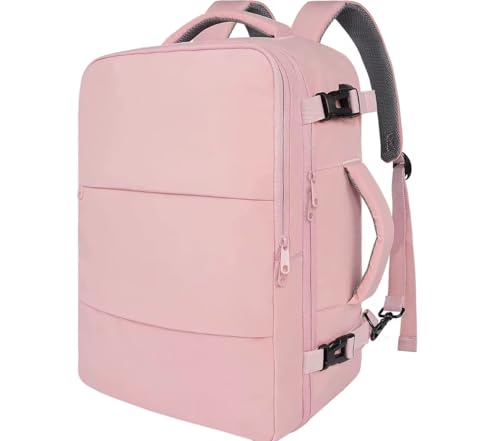 Mochila Executiva Resistente Ótimo Acabamento: Expansível até 40L Impermeável Compartimentos Inteligentes Notebook 17.3” USB Design Antifurto - Ideal para Rotinas Intensas e Viagens Curtas (ROSA)