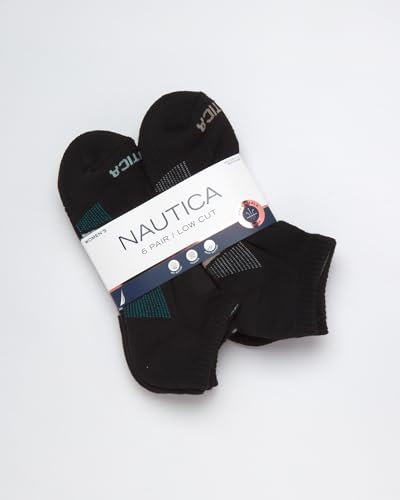 Image of Nautica Womens No Show Socks Moisture Wicking Low Cut Athletic Socks 6 Pack | Moisture Wicking Dri-Motion Fabric, Cushioned Key Areas, Banded Arch Support, No Show Low Cut, Shoe Size 4-10