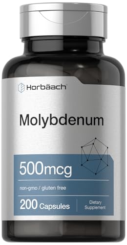 Horbaach Molybdenum Supplement | 500mcg | 200 Capsules | Amino Acid Chelate