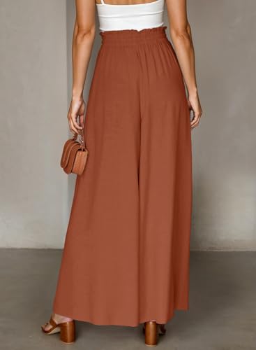 Image of Dokotoo Pants for Women Casual Elastic Waist Wide Leg Pants with Pockets