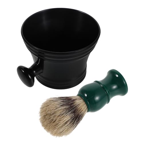 HONITANO Kit de Afeitado para Hombre con Bowl de Espuma Ergonómico Mango Plástico Resistente Cepillo Suave para Cuidado y Moldeado de Barba Uso Casa y Viaje