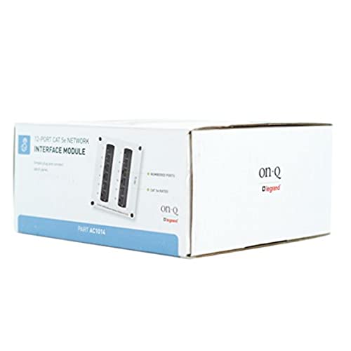 Legrand - OnQ 8 Port Cat 5e Network Interface Module, RJ45 Network Switch, High-Density Mini Patch Panel, Keystone Ports Labeled 1 Through 12, Grey, AC1014