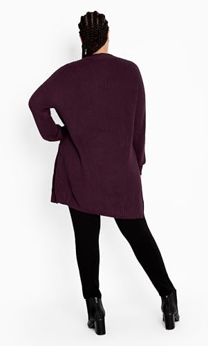 Image of Avenue Women's Plus Size Boyfriend Rib Knit Open Front Cardigan