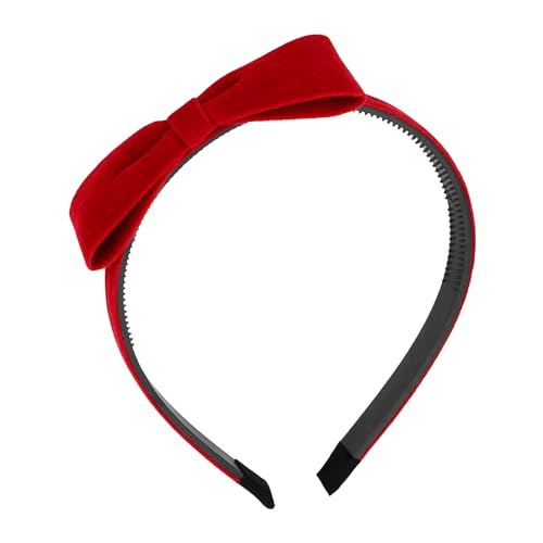 YARIEW Red Hair Bow Headbands for Women Red Headband with Small Bow Soft Velvet Bows Headband Hair Accessories for Birthday Party and Cosplay Costume