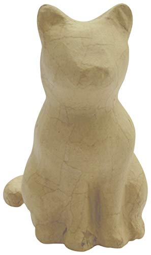 Decorpatch SA214C - Un soporte de papel marrón maché, 13 x 9,5 x 15 cm, gato sentado