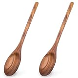 HANSGO 2PCS Wooden Cooking Spoons, Large Wooden Cooking Spoons Wooden Kitchen Utensil for Cooking Serving Mixing