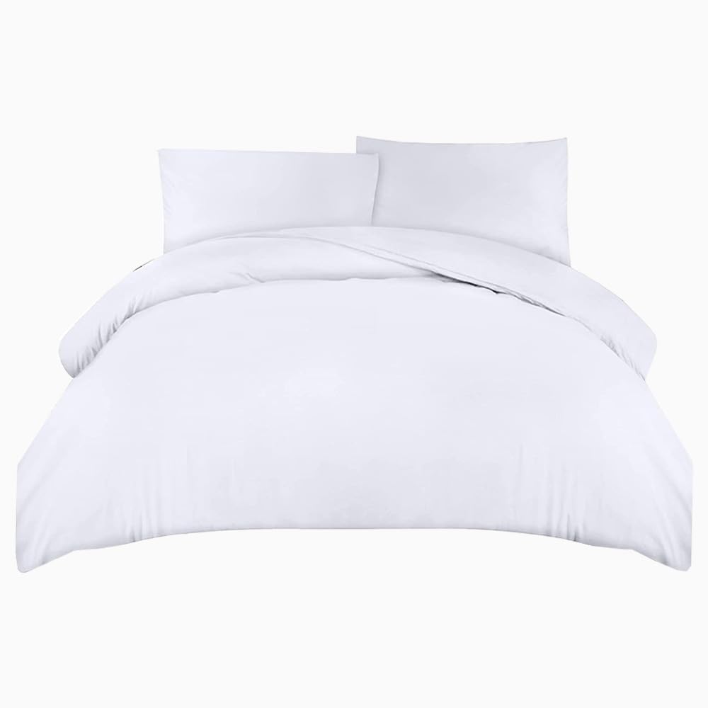 The Comfortz White Comfortz King Bedding Duvet Cover With 2 Pillowcases - Soft Microfibre Polyester Anti Allergic Breathable & Wrinkle Free Duvet Set (,King)