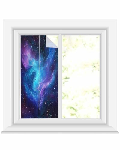 Película para ventana con diseño espacio azul púrpura 19.6x39.3' miniatura 2