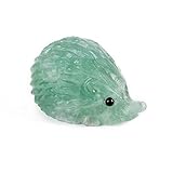 NUZUJX Estatua decorativa de erizo falso de cristal de 1.7 pulgadas, figuras de piedras preciosas de fluorita verde talladas a mano, cristal curativo de reiki, escultura de animales pequeños para