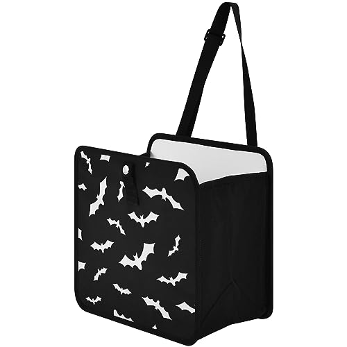 Image of Bat Car Trash Can Black Foldable Hanging Bin Auto Garbage Can Leak-Proof Organizer(Large)
