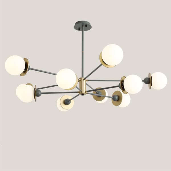Lustre en verre de haricot magique noir à 6 lumières pour salon et grande chambre
