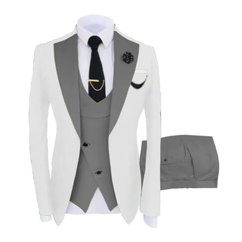 Men 3-Piece Business Formal Wedding Groom Suit Slim Fit Blazer Vest Pants Tuxedo Outfit3