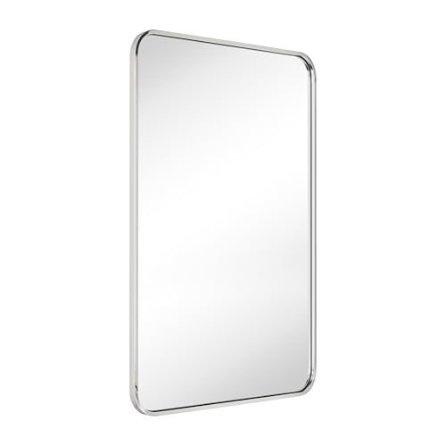 GRACTO 24x40'' Chrome Mirrors for Bathroom, Bathroom Vanity Mirror, Rounded Rectangle...