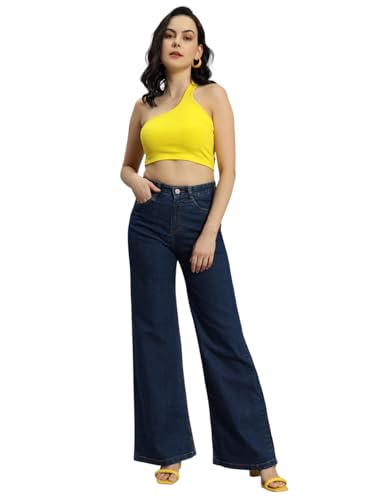 Image of Amazon Brand - INKAST Women High Rise Wide Leg Full Length Cotton Poly Lycra Jeans | Casual Denim Wear