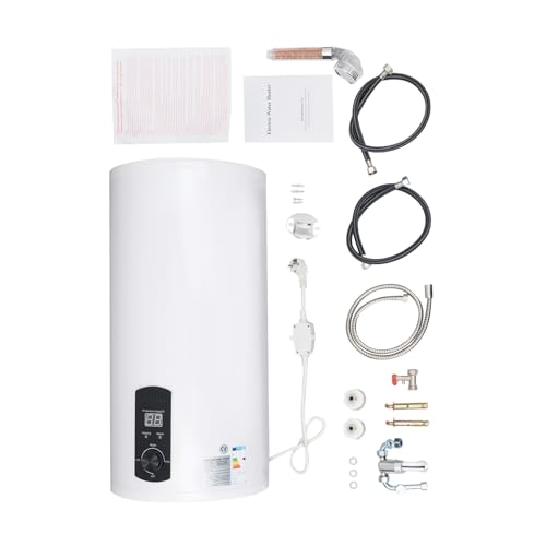 80L Elektro Warmwasserspeicher, 2KW 220V IPX4 Vertikal Led Durchlauferhitzer Speicher Wasserboiler Kalt und Warm Wasserboiler Elektroboiler ABS Wandhängender Boiler für Küchen Toiletten Wohnwagen