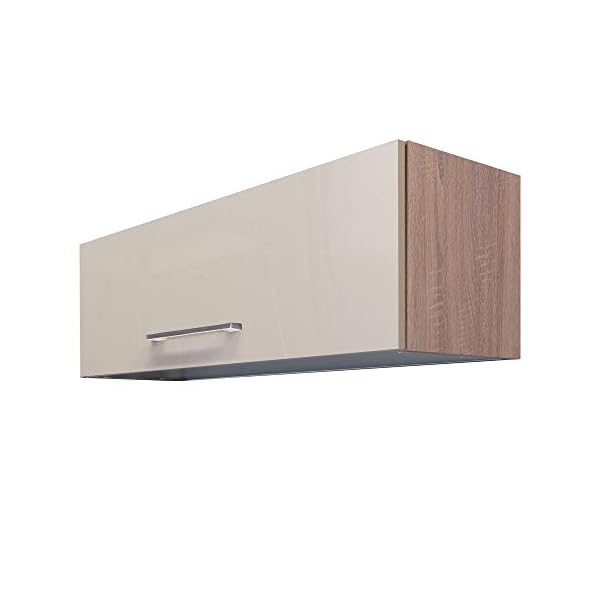 Flex-Well Klapp-Hängeschrank NEPAL – Küchenschrank – Breite 100 cm – Creme glänzend/Eiche Sonoma