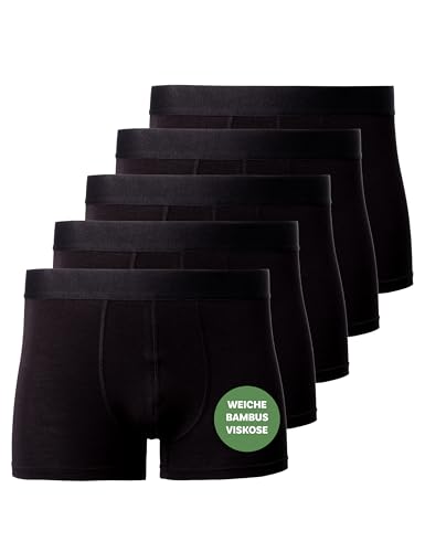 Occulto Herren Bambus Boxershorts 5er Pack (Modell: Bryan), Unterhosen Männer 5X Schwarz L