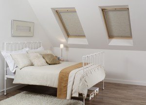 SKYLITE SYSTEMS PLEATED BLIND FOR VELUX WINDOW SIZE GGL 8, U08, 808 CREAM BLACKOUT FABRIC