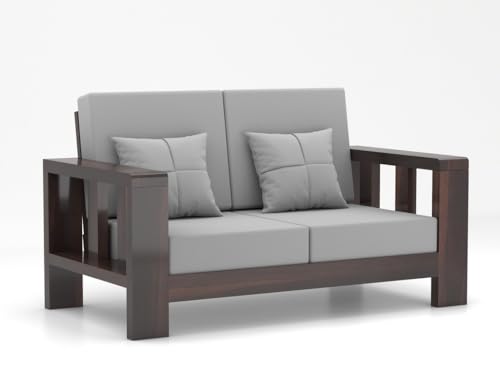 Image of Sheesham Wooden 4 Seater Sofa for Living Room | Solid Wood Sofa | Rosewood Sofa Set for Home & Office | Lounge (Walnut, 2+2 Seater)