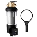 iSpring WSP50ARJ-BP Whole House Prefilter, Spin-Down Sediment Water Filter with Bypass, Upgraded Clear Housing, Jumbo Size, Flushable and Reusable, Touch-Screen Auto Flushing, 4 Modes, 50 Microns