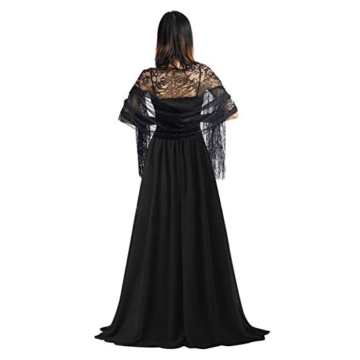 YAOMEI Mujer Bufanda Chales Estolas, Encaje hueco Verano Mantón Estolas Fulares Bufanda Pañuelo bodas nupcial bridemaids Ropa de noche partido (78.7 * 24.8 pulgadas (200cm * 63cm), Negro)