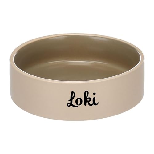 Personalisierter Keramik-Hundenapf ANCA 200 ml (S) Beige/Grün – rutschfest, leicht & hygienisch – Futter- & Wassernapf – für kleine Hunde & Katzen – personalisiert mit Namen – Petslino