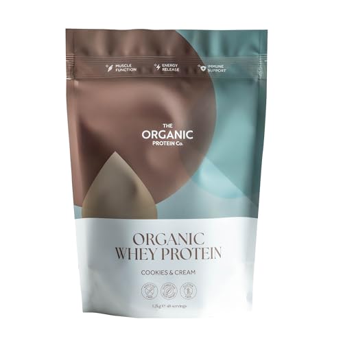 The Organic Protein Co. - Cookies & Cream Organic Whey Protein Powder - No Additives or Emulsifiers - Clean, Undenatured & Bioactive - Grass Fed, Vegetarian & Gluten Free - 1.2 kg
