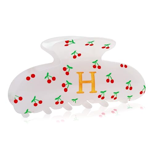 Image of Friendship Gifts for Friends - Initial Cherry Hair Clips, Birthday Gifts for Friends Teen Girl Gifts Trendy Stuff, Fashion Letter Claw Clips Durable Hair Clip Cherry Hair Accessories, Letter H
