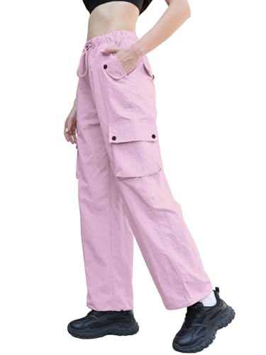 Image of Cromoncent Cargo Pants Girls & Women Parachute Pants Y2K Baggy Rave Clothes Waterproof with Pockets