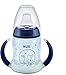 NUK First Choice+ Gourde d'apprentissage Learner Cup Night | 6-18 mois | 150 ml | Valve anti-colique | Bec verseur anti-fuite | avec effet lumineux | Poignées ergonomiques | Sans BPA | Bleu