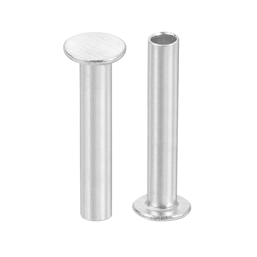 QUARKZMAN 100 Stück Halbhohlnieten, 5mm x 25mm Aluminium Flachkopf Halbhohle Nieten für Industrie Haushaltsreparatur Befestigung, Silber
