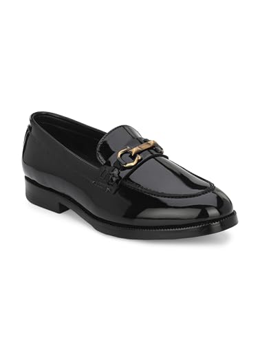 Image of STANPHORD Men Formal Loafer Shoes | Patent Faux Leather Slip-On | Cushioned Insole | Office Business Wedding Lightweight Dress Shoes (TPAL 8019)