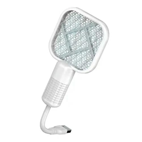 LSDLOUYAQNG Mata Insectos Matamoscas eléctrico, Mini Raqueta for Insectos, luz Ultravioleta, Descarga eléctrica, matamoscas de Verano, for Exteriores(White)