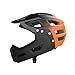 Vaveren Full Face Bike Helmet Comfortable Bicycle Helmet Climbing Ventilated Biking Adjustable Riding Skateboarding with Sun Hat Brim, Black Orange