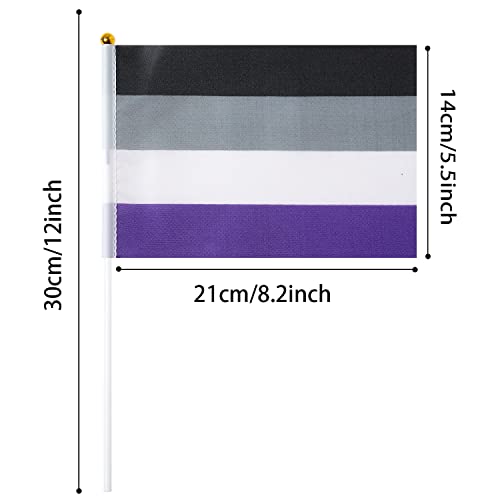 Image of GentleGirl 12 Pack Asexual Pride Rainbow Flags Asexual Small Mini Hand Held Stick Flag Gay LGBT Festival Party Parades Decorations