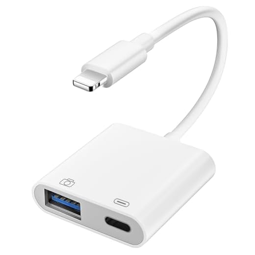 Adaptador Lightning a USB, Adaptador OTG para iPhone, ightning a USB para cámara de Fotos A-daptador da Lightning a U-S-B OTG con Puerto de Carga, Unidad Flash U-S-B, Disco U, Teclado, Concentradore