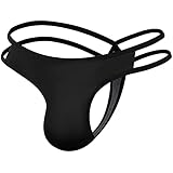 TAIKMD Bragas de bikini con espalda en T para hombre con doble correa de cintura baja, ropa interior G-String Clubwear, Negro, X-Large