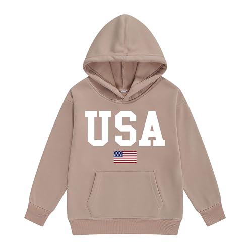 Image of Vivimeng Boys USA Sweatshirt Suit Kid USA Hoodie Set American Flag Sweater Girls American Hooded Pullover Suit