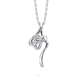 Collares de Amistad para Mujer, Collares con Colgante de Oro Blanco de 18 Quilates, Flor con moissanita Redonda de 0,1 Quilates