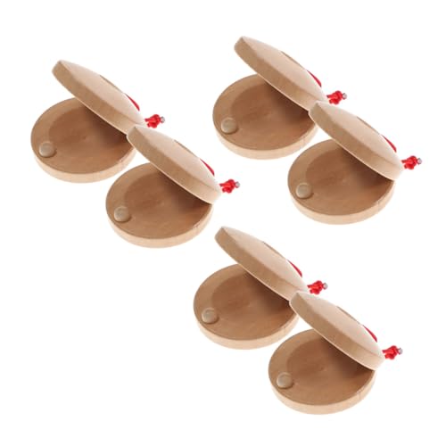 VANZACK 6pcs Wood Finger Castanets Portable Percussion Instruments for All Ages DIY Design Enhances Creativity Develop Hand Eye Coordination Motor Skills Lightweight