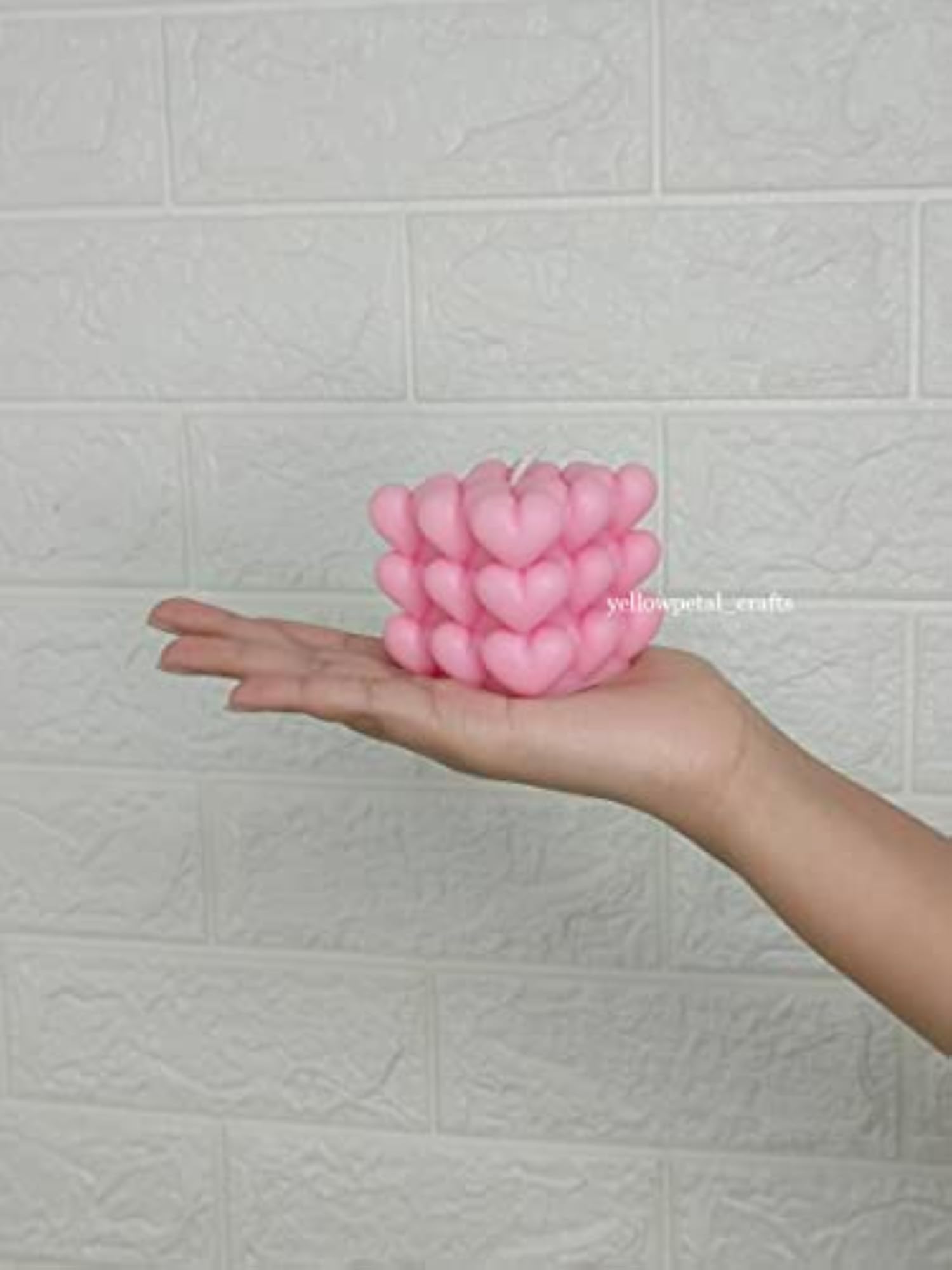 Heart Bubble Cube Candle, Pink Rose Scented Gift