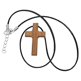 VALICLUD Collar Colgante de Cruz de Madera Natural Tamaño Mediano Unisex Joyería Cristiana para Hombre y Mujer Accesorio Ligero y Hipoalergénico para Uso Diario y Ocasiones Religiosas