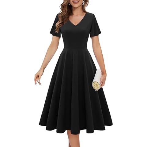Bridesmay Women's Cocktail Party Dress with Sleeves Fit and Flare Black Homecoming Dress for Teens Black 2XL Cover