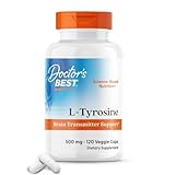 Doctors Best L-Tyrosine, 500 mg, Brain Transmitter Support, Non-GMO, Gluten Free 120 Veggie Caps
