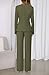 BTFBM Two Piece Set for Women Fall Fashion 2025 Business Casual Long Sleeve Blazer Jackets Wide Leg Pant Suits Pockets(Army Green, Large)